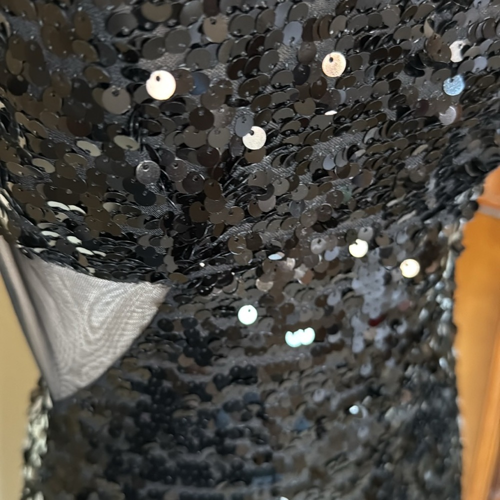BCBG Max Azria Illusion mesh black sequined cocktail dress size XS - Picture 10 of 15